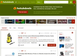 How hotukdeals.com looks like on a tablet such as an iPad.