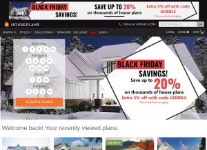 How houseplans.com looks like on a tablet such as an iPad.