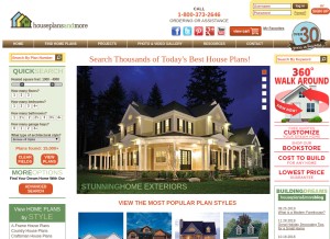 How houseplansandmore.com looks like on a tablet such as an iPad.