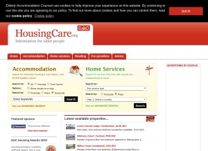 How housingcare.org looks like on a tablet such as an iPad.