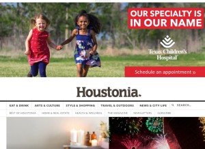 How houstoniamag.com looks like on a tablet such as an iPad.
