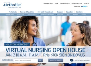 How houstonmethodistcareers.org looks like on a tablet such as an iPad.