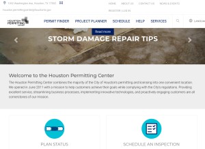 How houstonpermittingcenter.org looks like on a tablet such as an iPad.