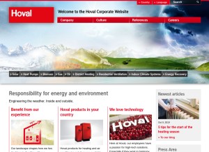 How hoval.com looks like on a tablet such as an iPad.