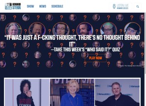 How howardstern.com looks like on a tablet such as an iPad.