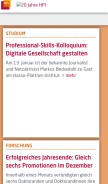 How hpi.de looks like on a mobile device such as an iPhone.