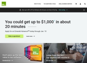 How hrblock.com looks like on a tablet such as an iPad.