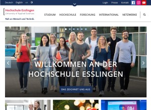 How hs-esslingen.de looks like on a tablet such as an iPad.