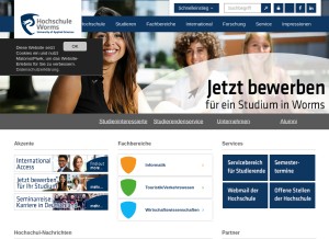How hs-worms.de looks like on a tablet such as an iPad.