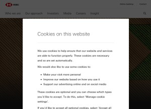 How hsbc.com looks like on a tablet such as an iPad.