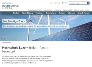 How hslu.ch looks like on a tablet such as an iPad.