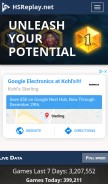 How hsreplay.net looks like on a mobile device such as an iPhone.