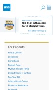 How hss.edu looks like on a mobile device such as an iPhone.