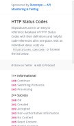 How httpstatuses.com looks like on a mobile device such as an iPhone.