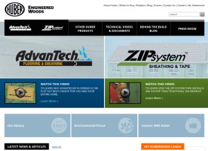 How huberwood.com looks like on a tablet such as an iPad.