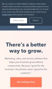 How hubspot.com looks like on a mobile device such as an iPhone.