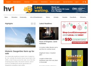 How hudsonvalleyone.com looks like on a tablet such as an iPad.