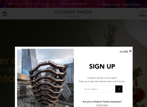 How hudsonyardsnewyork.com looks like on a tablet such as an iPad.