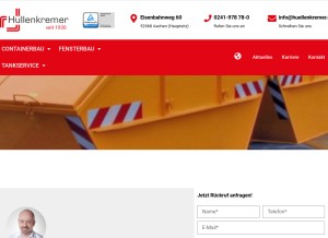 How huellenkremer.de looks like on a tablet such as an iPad.