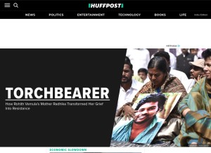 How huffingtonpost.in looks like on a tablet such as an iPad.