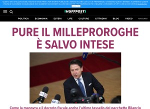 How huffingtonpost.it looks like on a tablet such as an iPad.