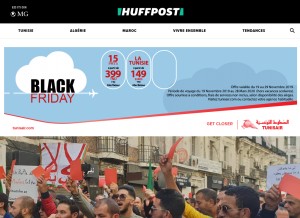 How huffpostmaghreb.com looks like on a tablet such as an iPad.