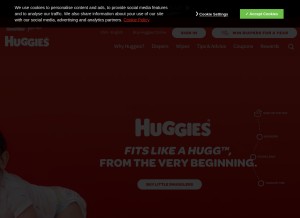 How huggies.com looks like on a tablet such as an iPad.