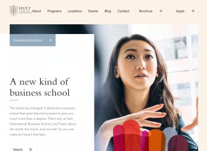 How hult.edu looks like on a tablet such as an iPad.