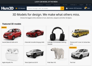 How hum3d.com looks like on a tablet such as an iPad.