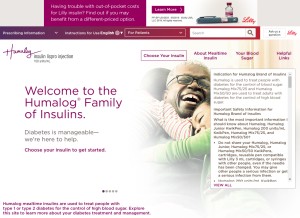 How humalog.com looks like on a tablet such as an iPad.