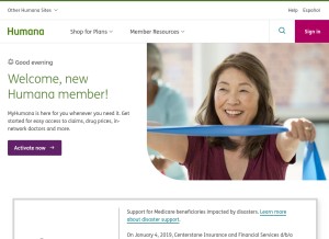 How humana.com looks like on a tablet such as an iPad.