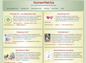 How humanmetrics.com looks like on a tablet such as an iPad.