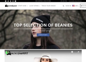 How huntyourhat.com looks like on a tablet such as an iPad.