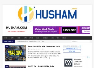 How husham.com looks like on a tablet such as an iPad.