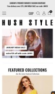 How hushstyle.com looks like on a mobile device such as an iPhone.