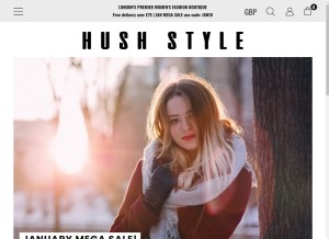 How hushstyle.com looks like on a tablet such as an iPad.