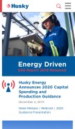 How huskyenergy.com looks like on a mobile device such as an iPhone.