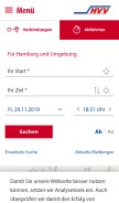 How hvv.de looks like on a mobile device such as an iPhone.