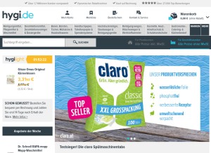 How hygi.de looks like on a tablet such as an iPad.
