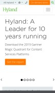 How hyland.com looks like on a mobile device such as an iPhone.