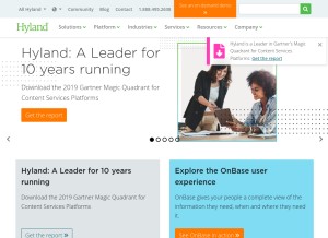 How hyland.com looks like on a tablet such as an iPad.