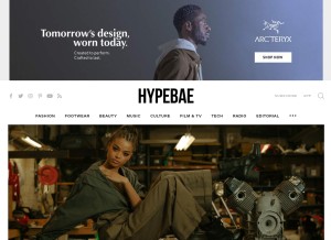 How hypebae.com looks like on a tablet such as an iPad.