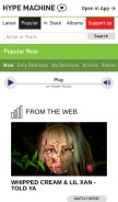 How hypem.com looks like on a mobile device such as an iPhone.