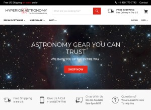How hyperion-astronomy.com looks like on a tablet such as an iPad.