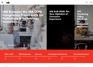 How iab.com looks like on a tablet such as an iPad.