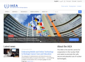 How iaea.org looks like on a tablet such as an iPad.