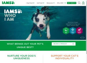 How iams.com looks like on a tablet such as an iPad.