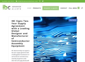 How ibcadvancedalloys.com looks like on a tablet such as an iPad.