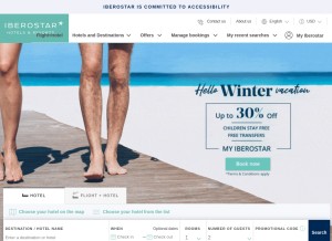 How iberostar.com looks like on a tablet such as an iPad.