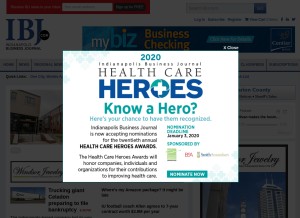 How ibj.com looks like on a tablet such as an iPad.